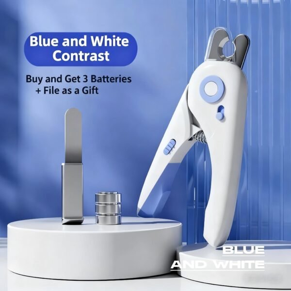 LED Dog Nail Clippers with Light, Trimmers with Protective Guard, Quick Sensor, Safety Lock and Nail File - Suitable for Small Dogs & Cats (Blue, LED)